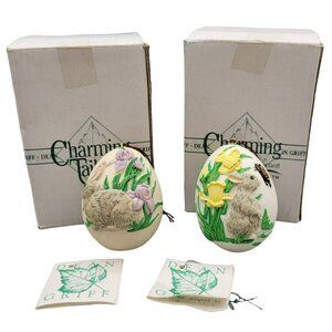 Rare Charming Tails Easter Ornaments Embossed Bunny Egg Ornaments 88/792